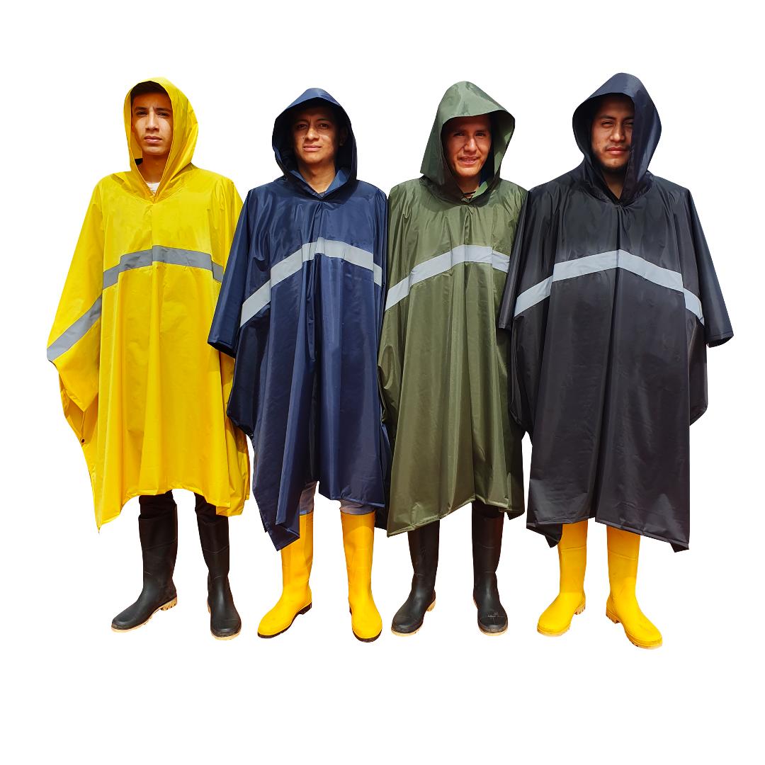 poncho tela poliester adultos cinta reflectiva 210cm x150cm